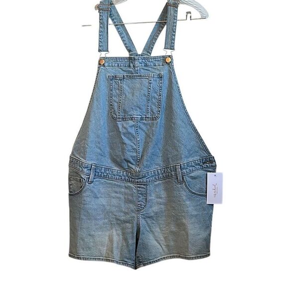 Isabel Maternity Short-all Jean Denim Corto Overalls 12 - Picture 1 of 10